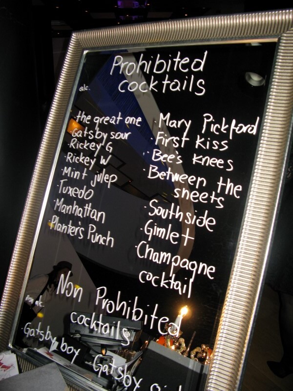 Prohibicija party event popis koktela